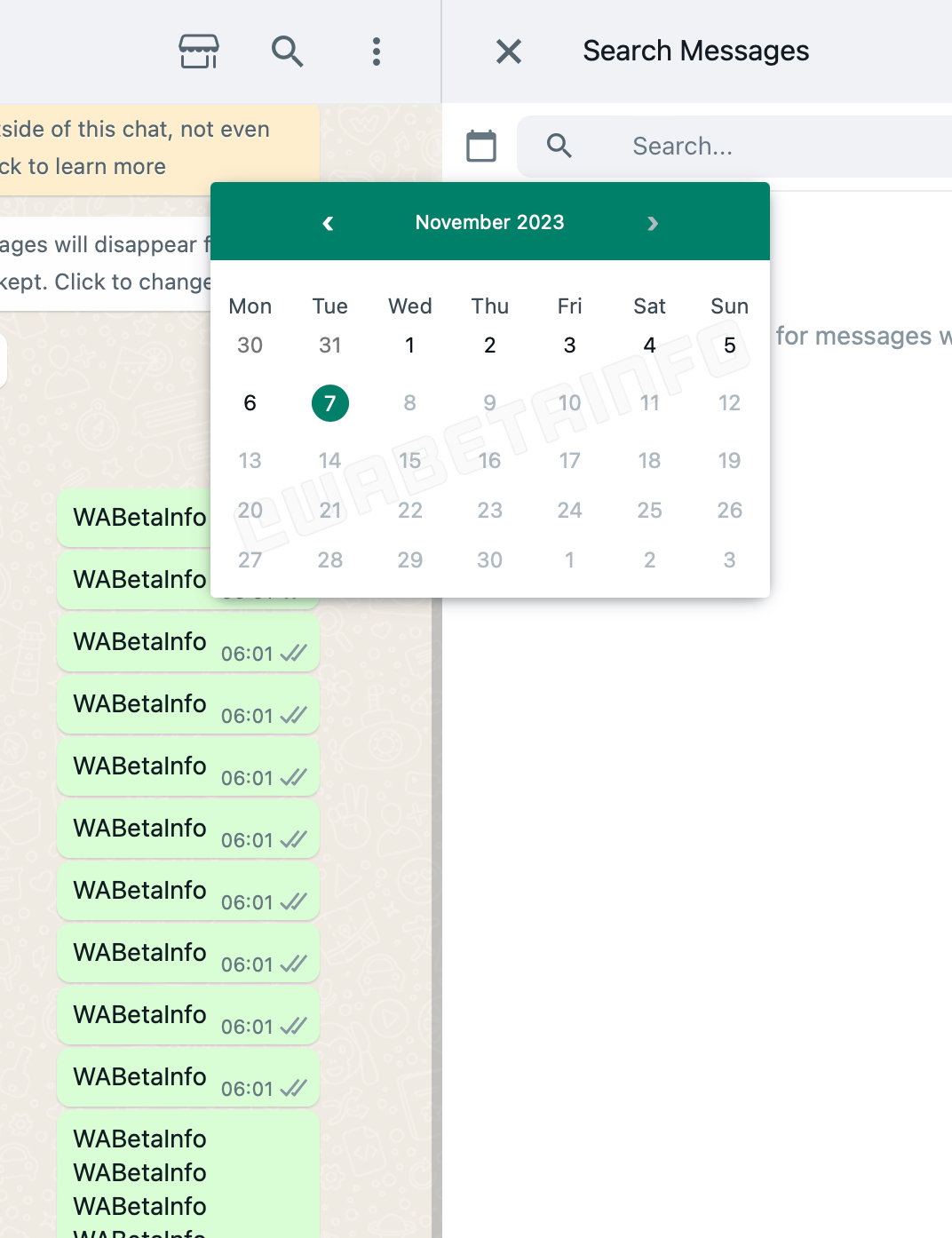 WhatsApp is rolling out a search message by date feature for the web client | WABetaInfo WhatsApp is rolling out a search message by date feature for the web client | WABetaInfo