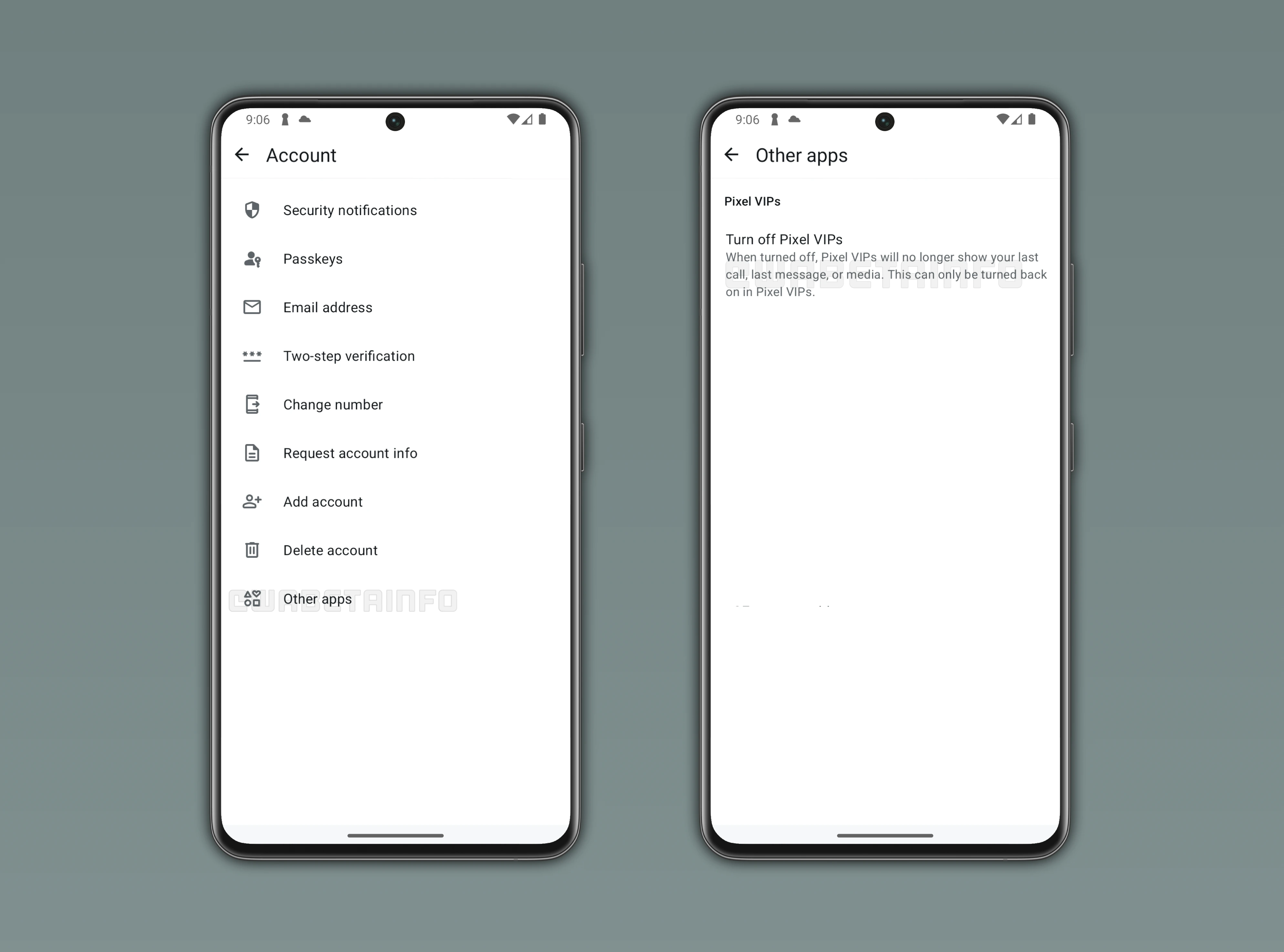 Screenshot showing how to disable VIPs on Google Pixel devices from WhatsApp beta for Android