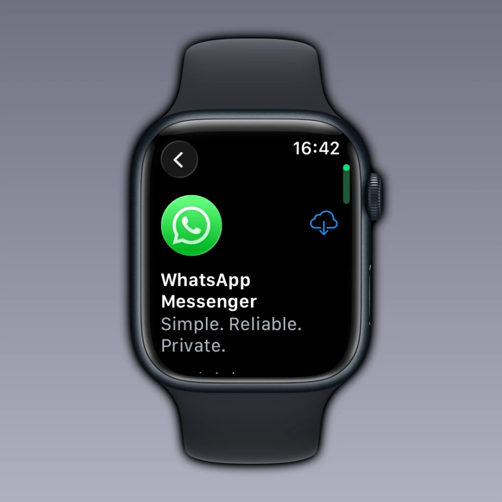 Screenshot showing WhatsApp for Apple Watch available for download on the App Store.