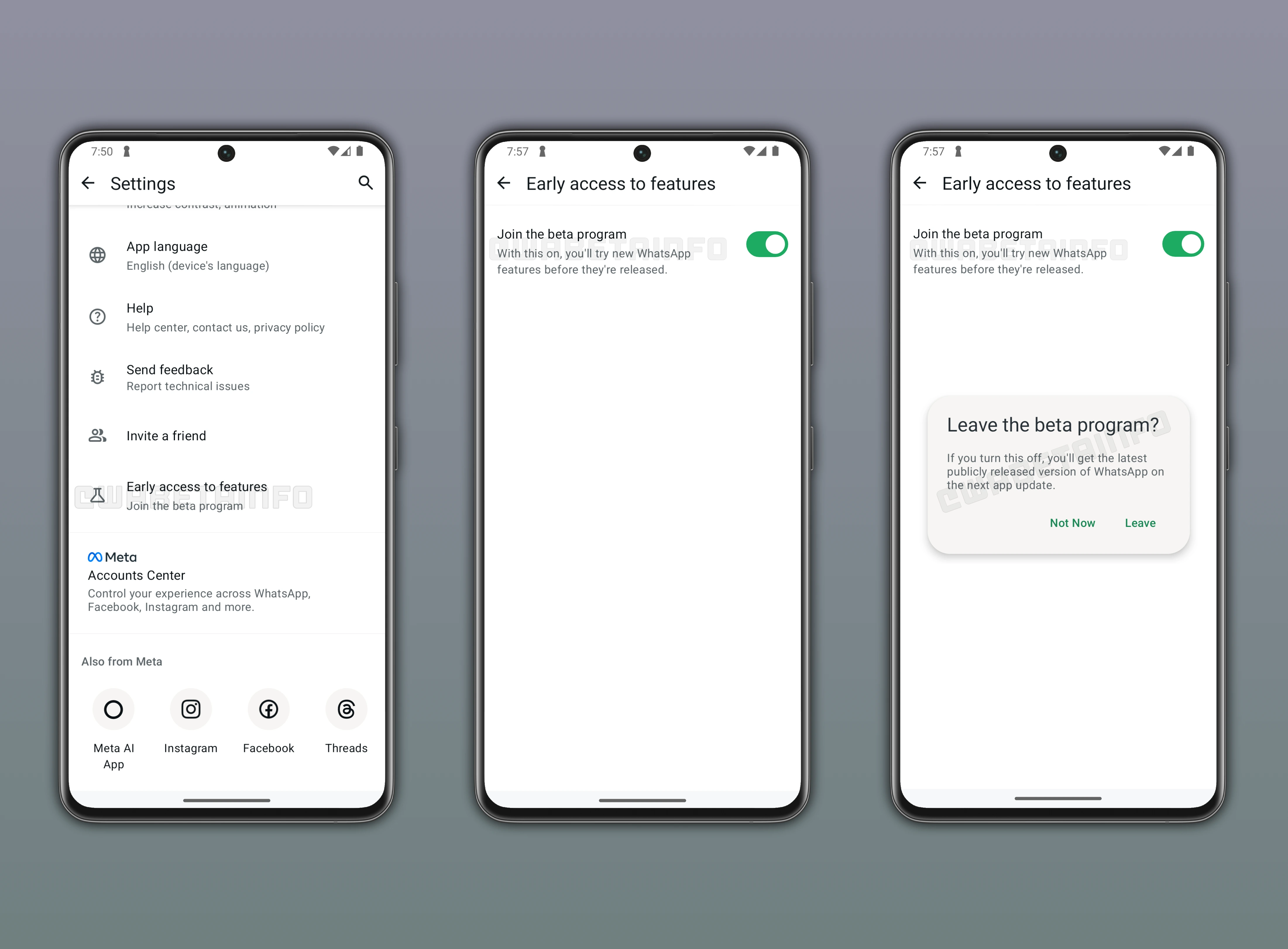 Screenshot showing how some users can join the beta program on WhatsApp for Android