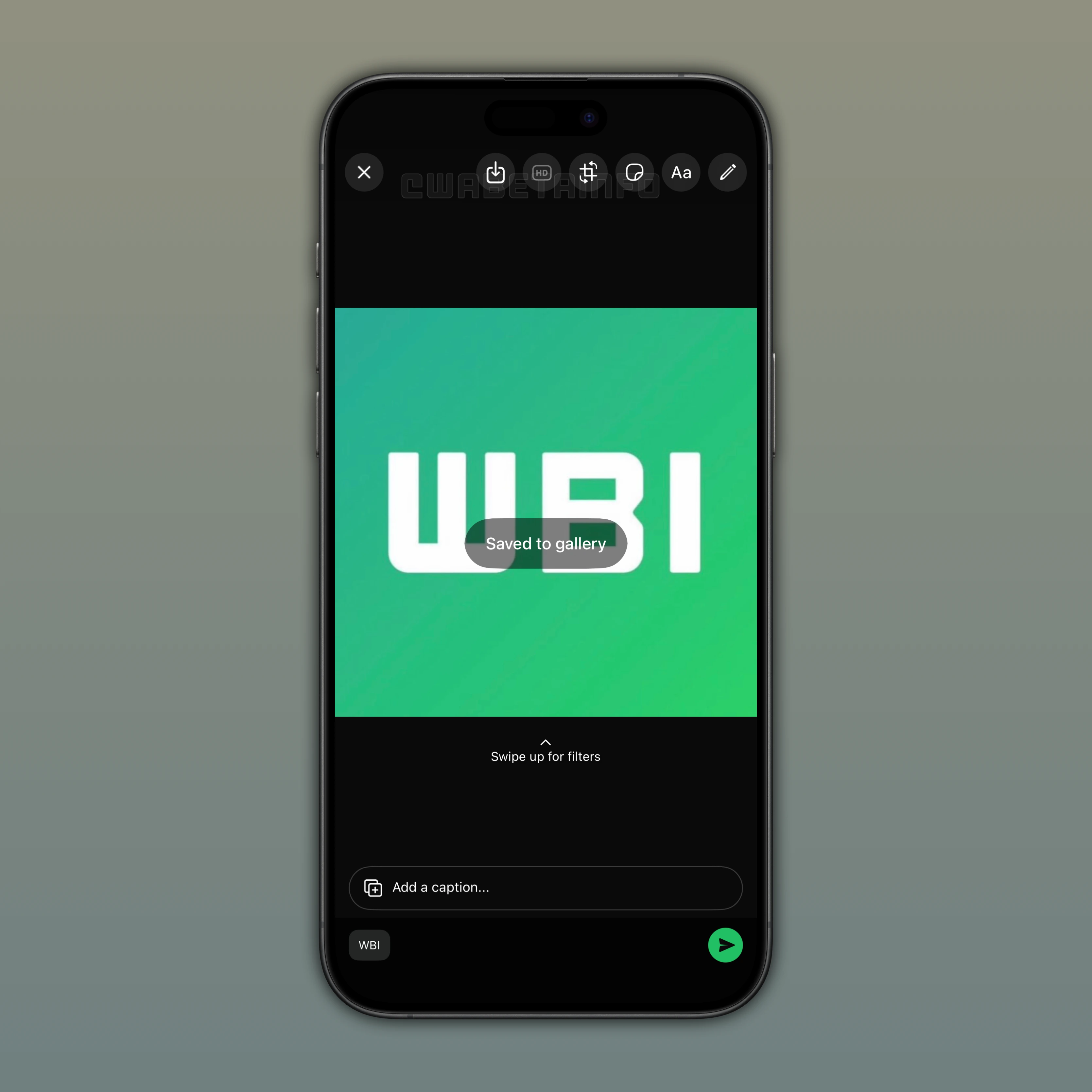 Image showing how to save photo and video drafts within chats and groups on WhatsApp beta for iOS