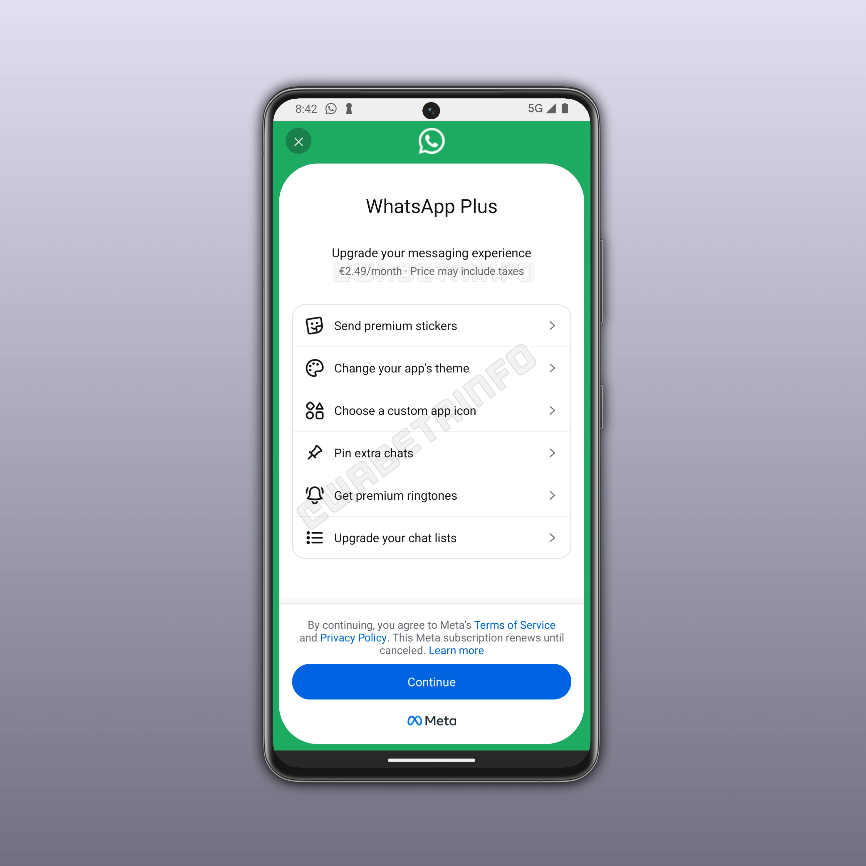 WhatsApp Plus as an optional subscription plan on WhatsApp for Android
