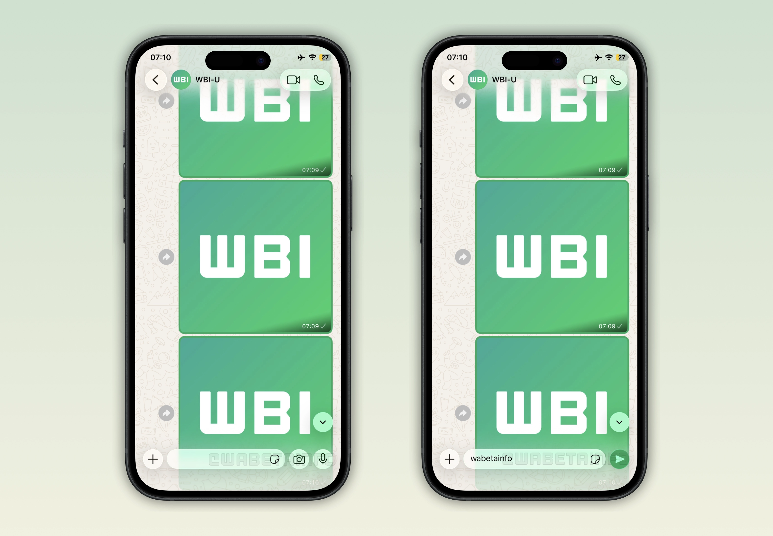 The image shows the Liquid Glass interface in the chat screen on WhatsApp for iOS