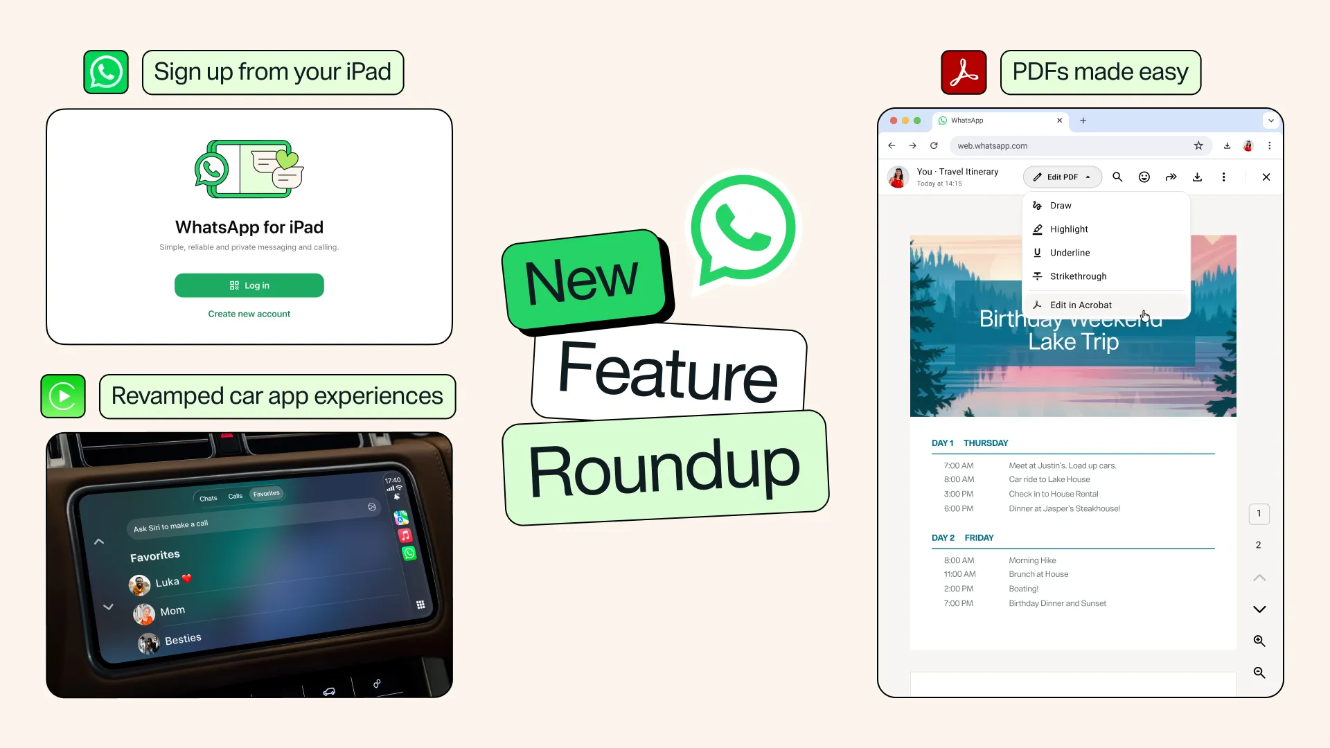 The image shows the official WhatsApp feature roundup for July 2026