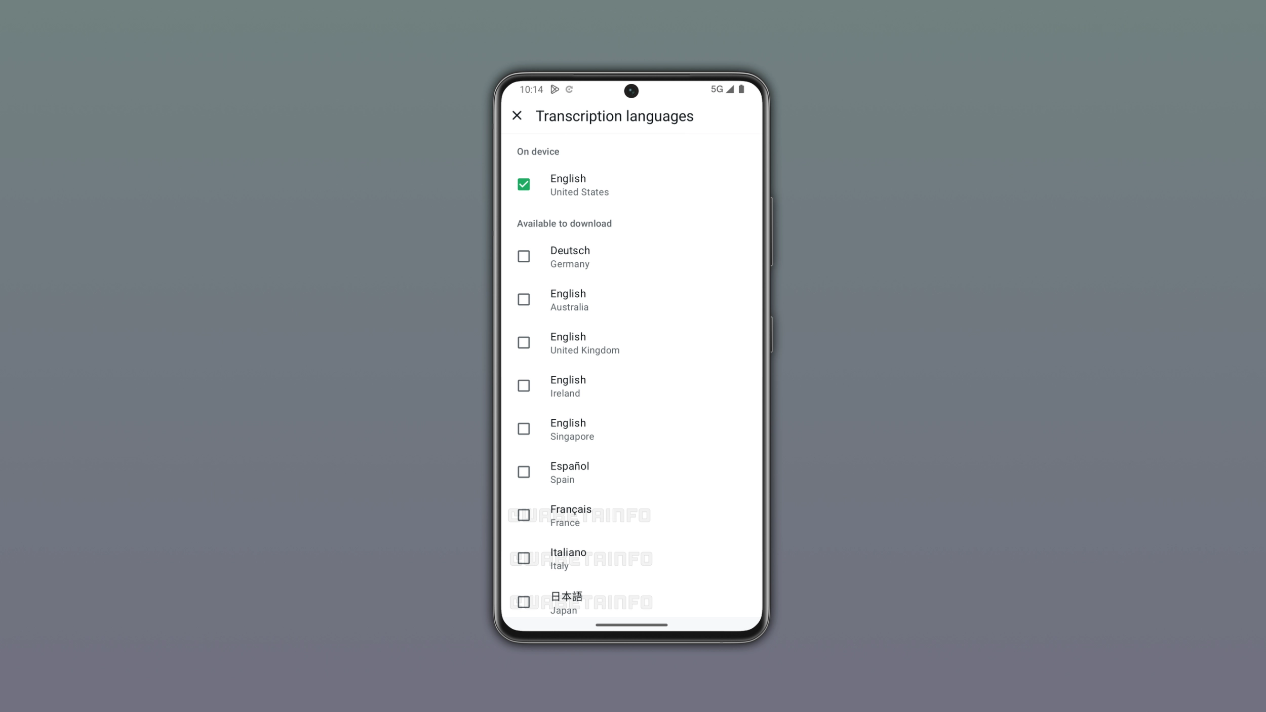 The image shows new languages for voice transcriptions on WhatsApp for Android
