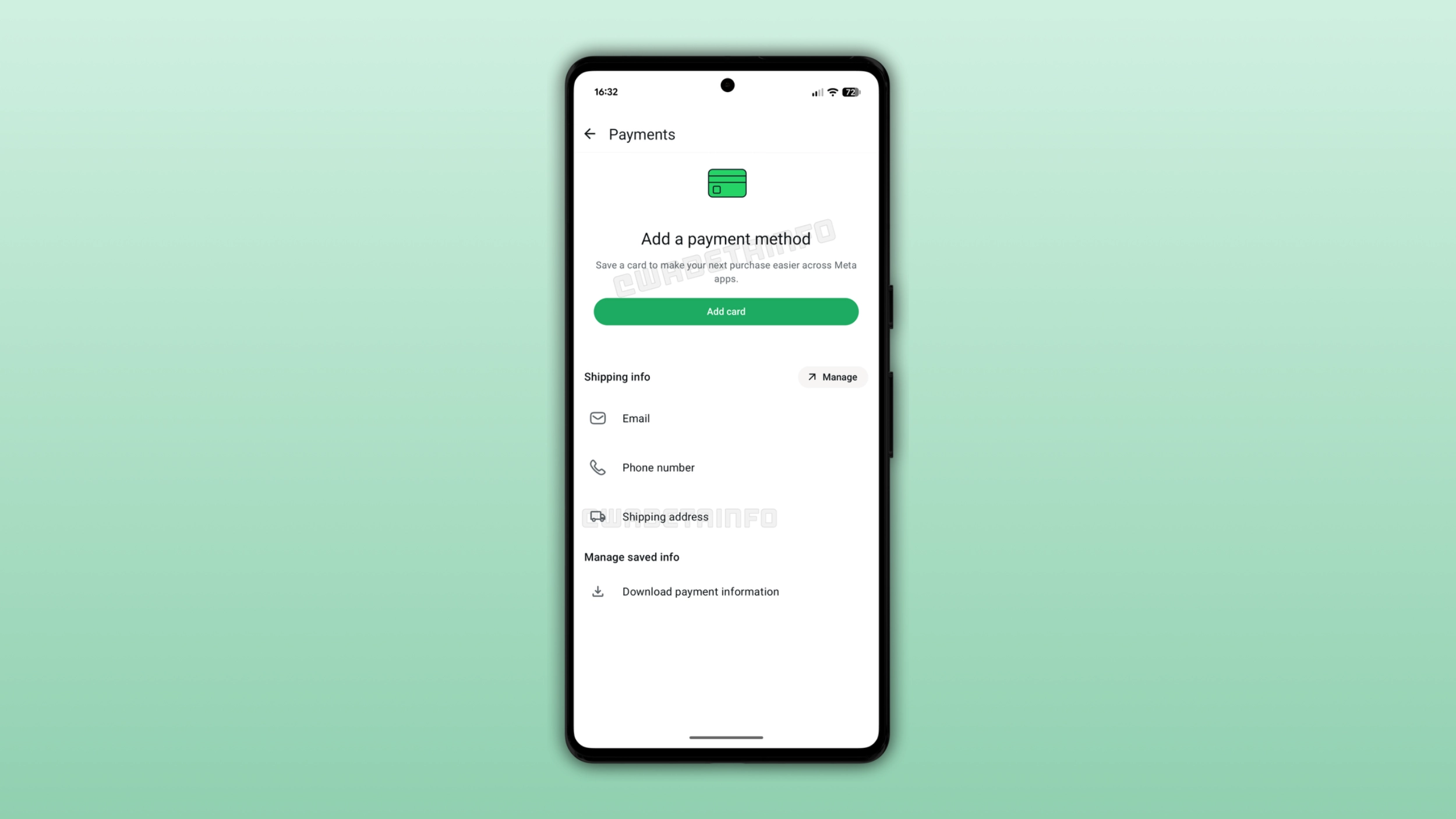 The image shows the new Payments section on WhatsApp for Android