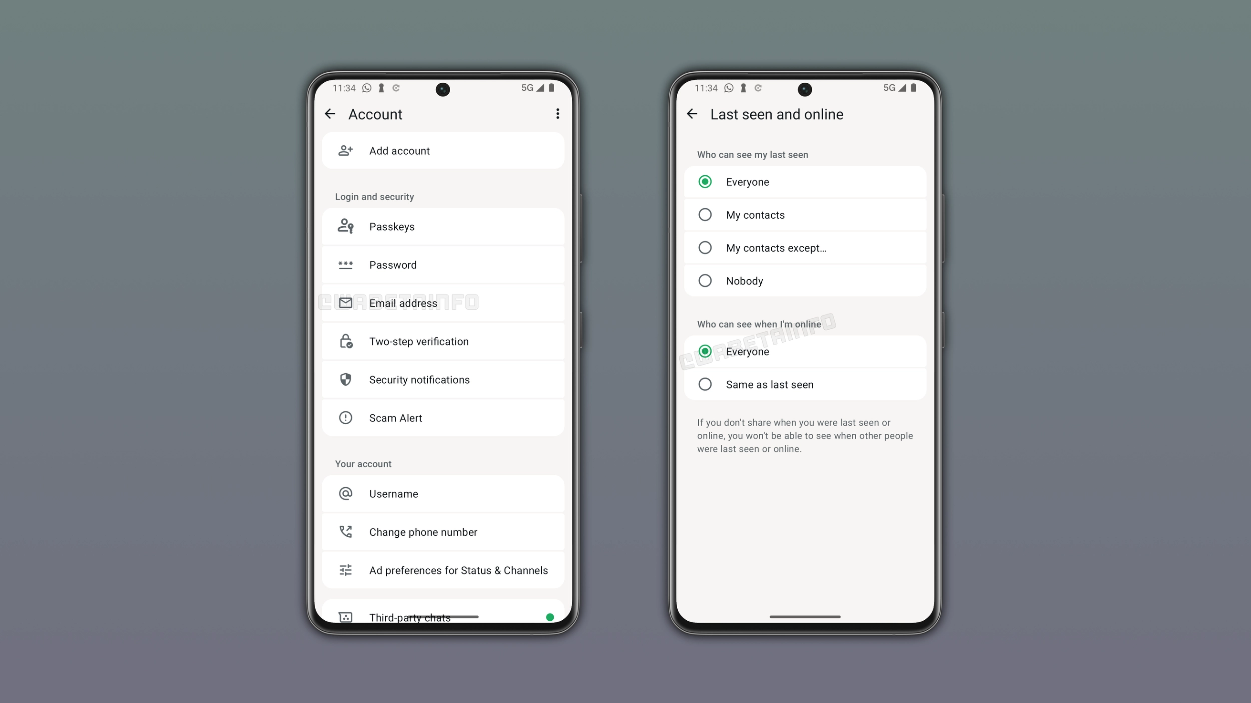 The image shows the new settings design on WhatsApp for Android